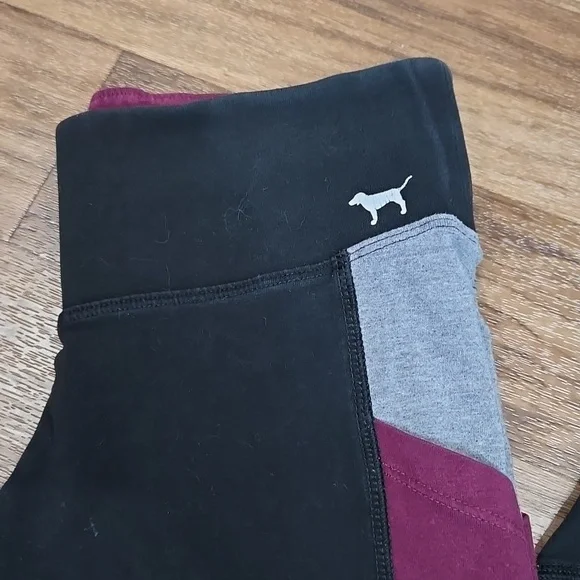 VS PINK MAROON/BLACK/GREY COLORBLOCKED YOGA PANTS SIZE XS - Picture 2 of 11